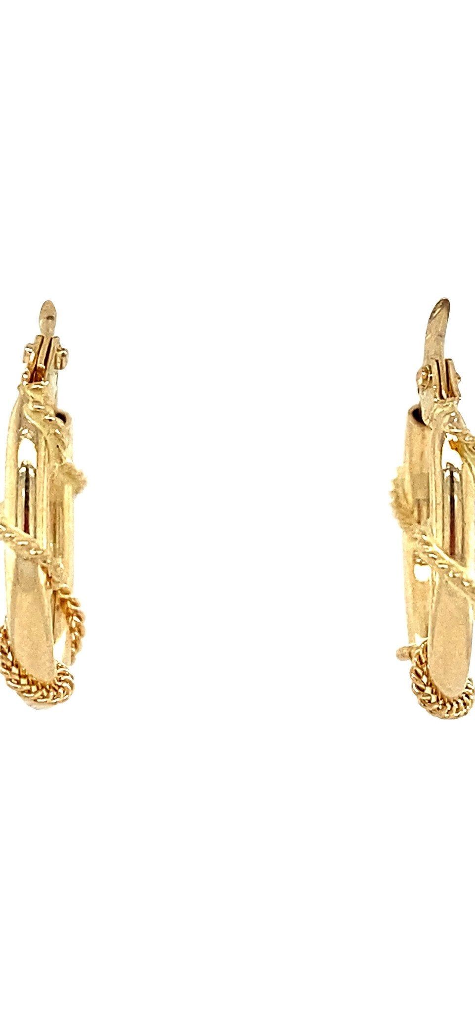 Vintage 14K Gold Hoop Earrings Fancy